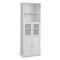 Bathroom Tall Storage Cabinet Linen Tower W/ Glass Door And Adjustable Shelf